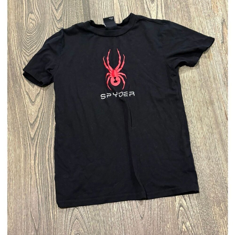 Spyder Youth Boys Short Sleeve T-Shirt Crewneck Logo Print Black Size M-10/12